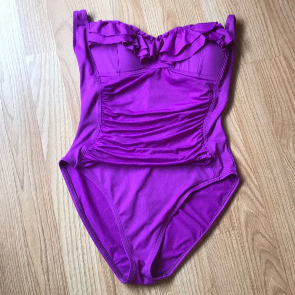Cute Purple One Piece Swimsuit with ruffle